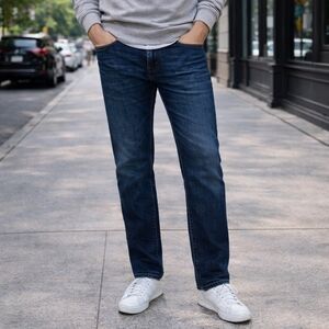 7 For All Mankind Standard Fit Cotton Blend Denim Jeans Classic Dark Wash